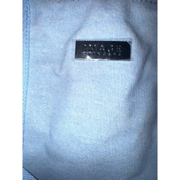 Image Blue Canvas Tote Bag With Adjustable Shoulder Strap & Top Zipper Closure - Picture 3 of 7